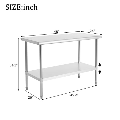 24 x 48Inch Stainless Steel Prep Table