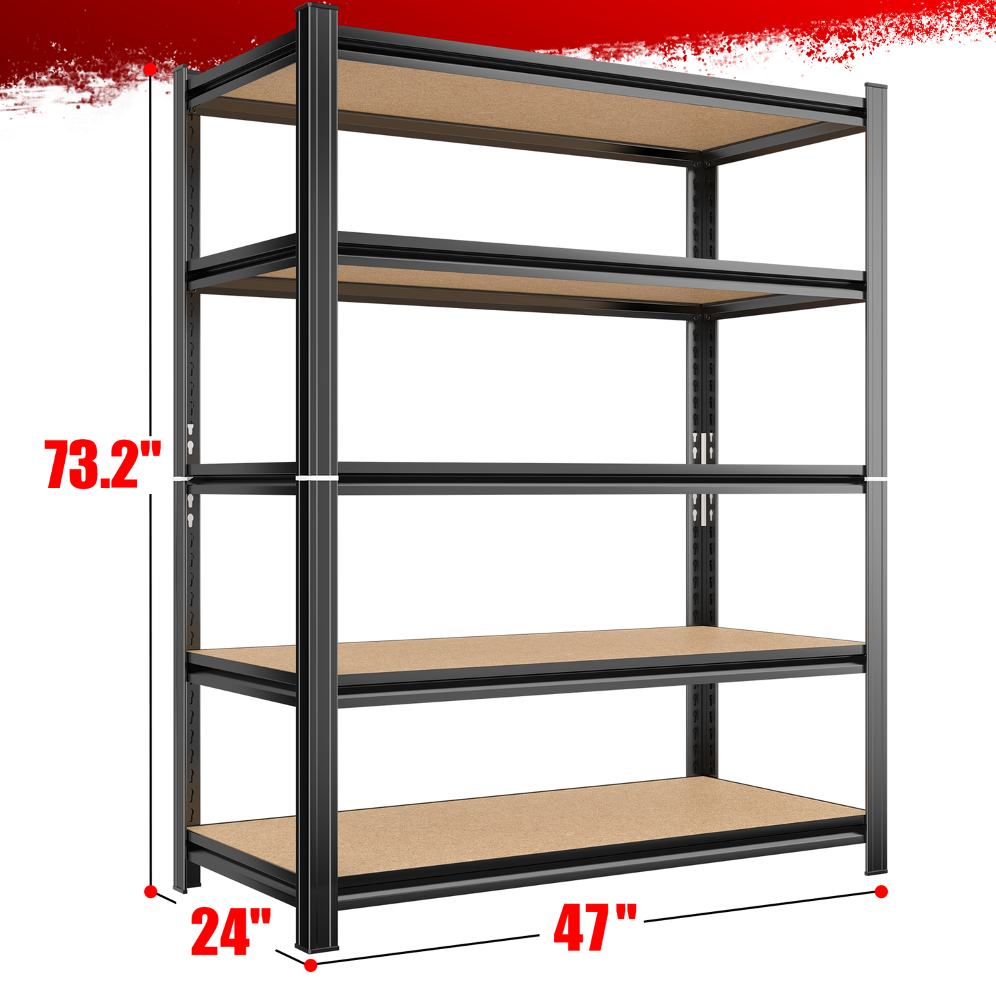 Garage Racking, Adjustable Heavy Duty Storage Racking, 5-Tier Metal Garage Racking, Garage Tool Room Supermarket Racking, Black Requires Assembly