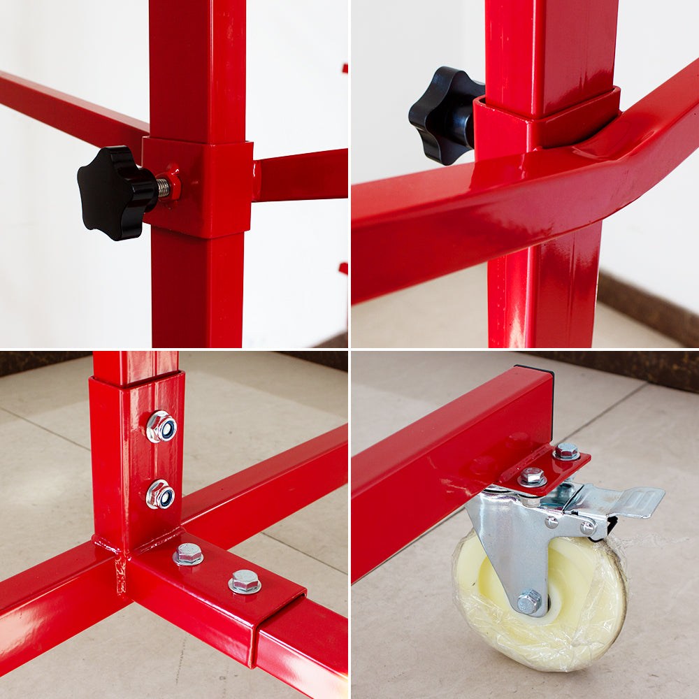 Heavy-Duty Floor Mobile Bumper Storage Stand Adjustable, Portable, Steel Frame