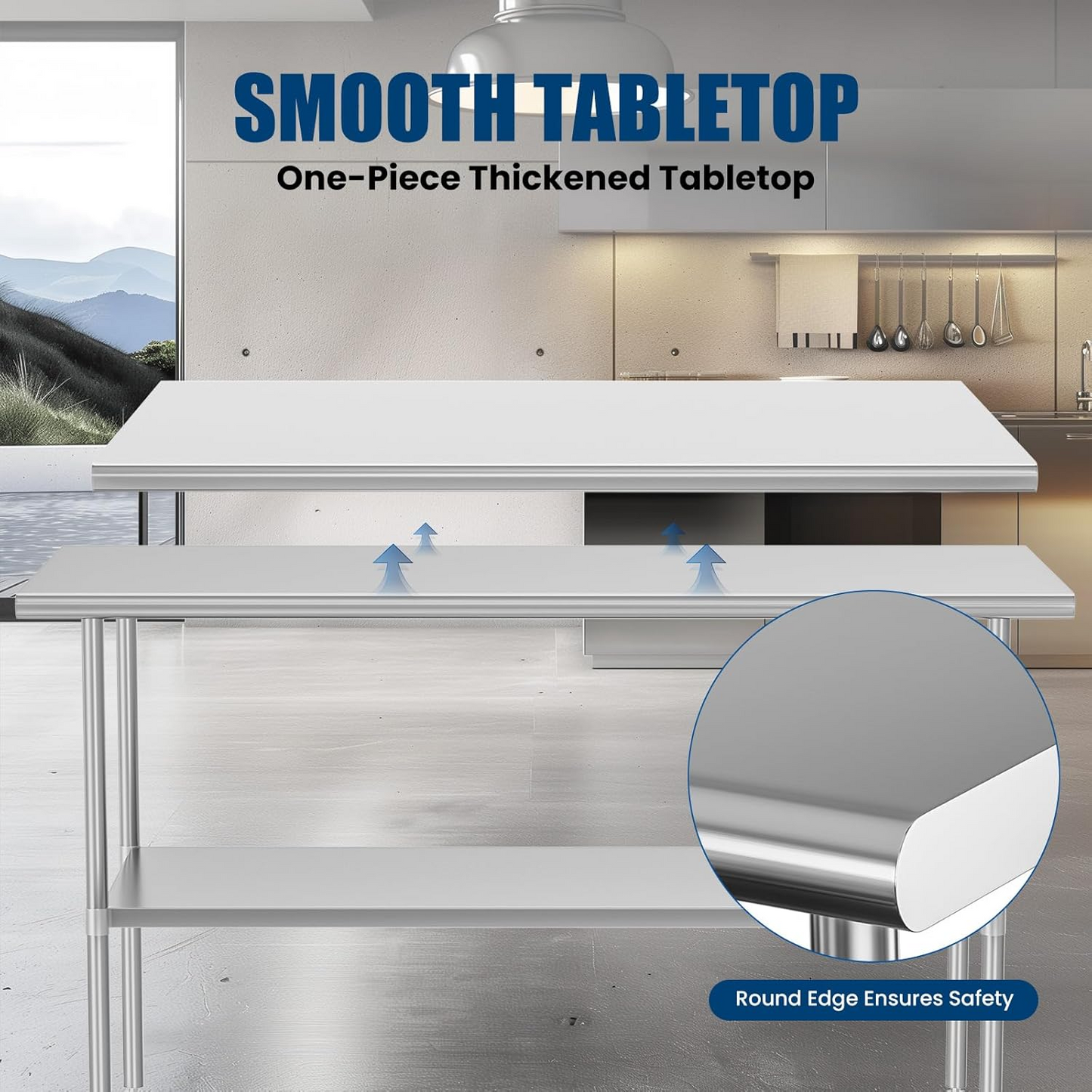 30 x 60 Inches Stainless Steel Table Metal Prep Table with wheels
