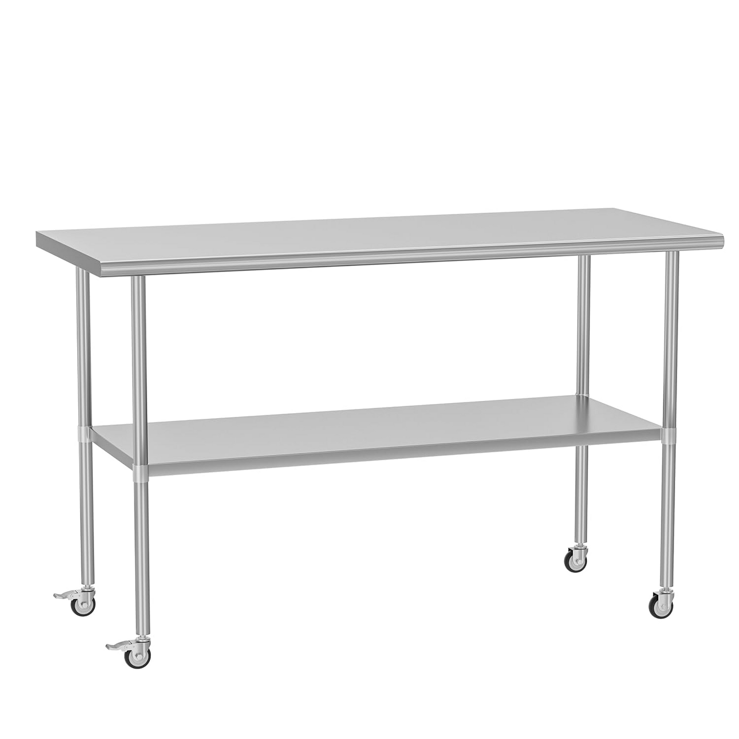 30 x 60 Inches Stainless Steel Table Metal Prep Table with wheels