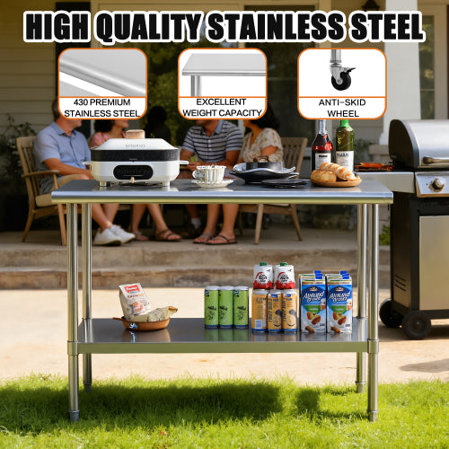 24 x 48Inch Stainless Steel Prep Table