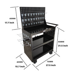 31.5" H Tool Cart,Garage Workbench Metal top Storage Mobile Auto Organizer