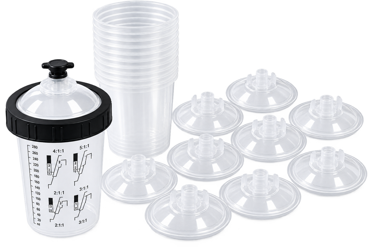 PPS CUPS Disposable Paint Spray Gun Clear Cups Liners with Lids