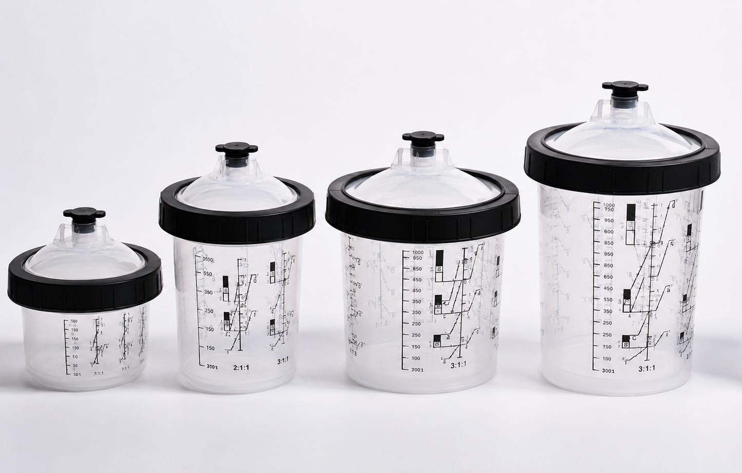 PPS CUPS Disposable Paint Spray Gun Clear Cups Liners with Lids