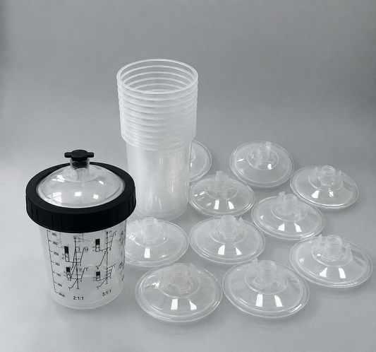 PPS CUPS Disposable Paint Spray Gun Clear Cups Liners with Lids