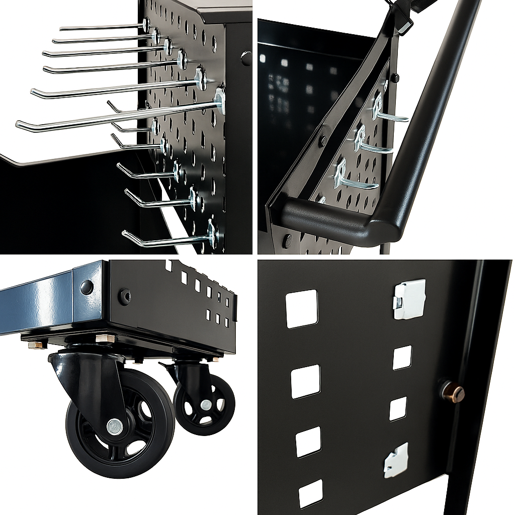 31.5" H Tool Cart,Garage Workbench Metal top Storage Mobile Auto Organizer