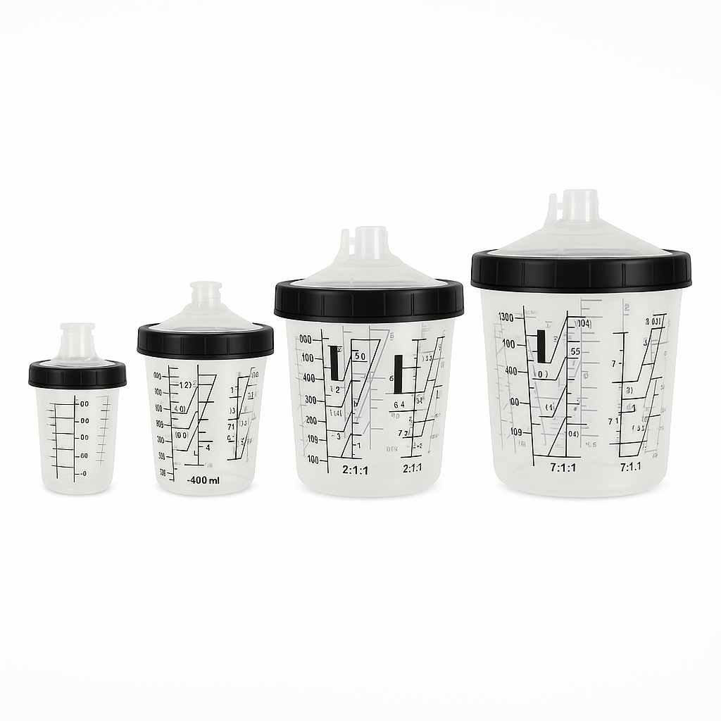 PPS CUPS Disposable Paint Spray Gun Clear Cups Liners with Lids