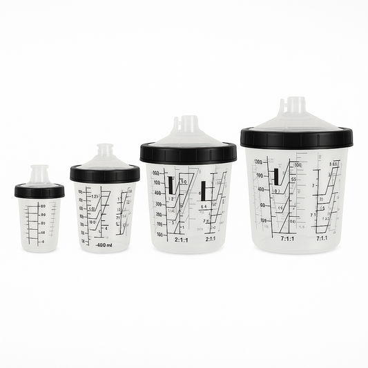 PPS CUPS Disposable Paint Spray Gun Clear Cups Liners with Lids