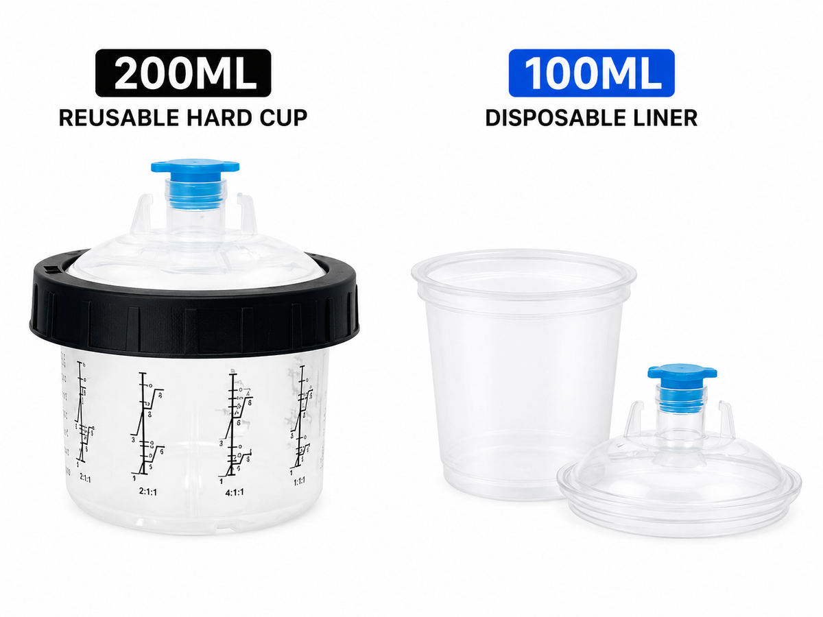 PPS CUPS Disposable Paint Spray Gun Clear Cups Liners with Lids